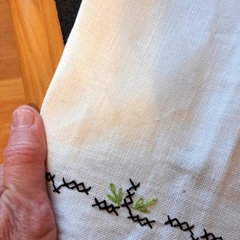 Vintage Table Runner Hand done Crochet/Embroidered/Crosstitched